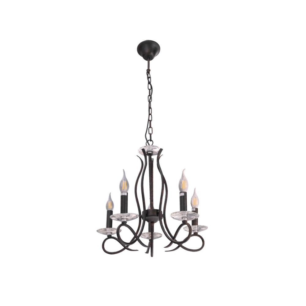 Main image of Candle Vintage Rustic Black French Chandelier Ceiling Light 5xE14 | TEKLED 156-18148