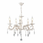 Main image of Candle Waterfall Traditional Retro Vintage 5 Arm Chandelier Ceiling Light Crystal Gold Aged Cream 5xE14 | TEKLED 159-17824