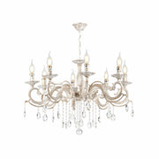 Main image of Candle Waterfall Traditional Retro Vintage 8 Arm Chandelier Ceiling Light Crystal Gold Aged Cream 8xE14 | TEKLED 159-17826