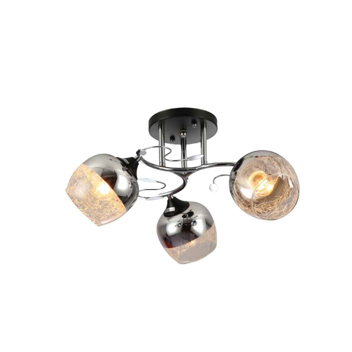 Main image of Chrome Metal Partial Mirror Cone Glass Ceiling Light with E27 Fittings | TEKLED 159-17606