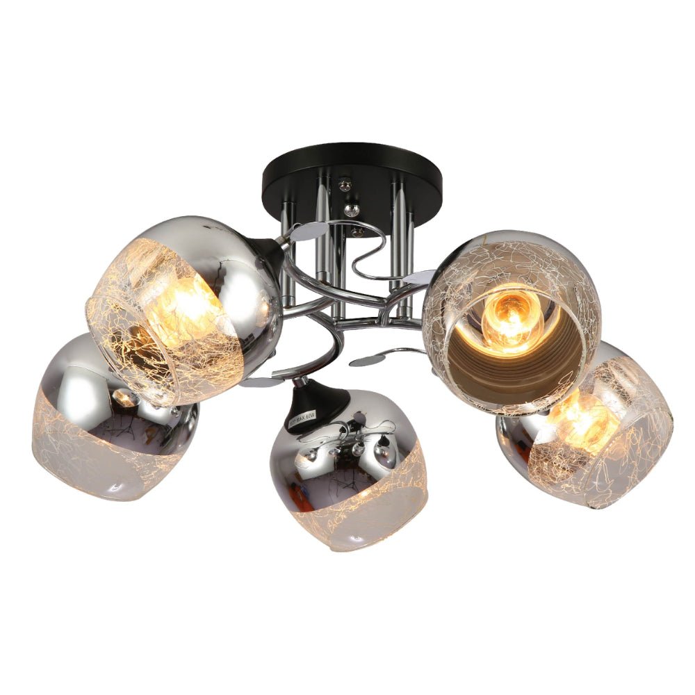 Main image of Chrome Metal Partial Mirror Cone Glass Ceiling Light with E27 Fittings | TEKLED 159-17608