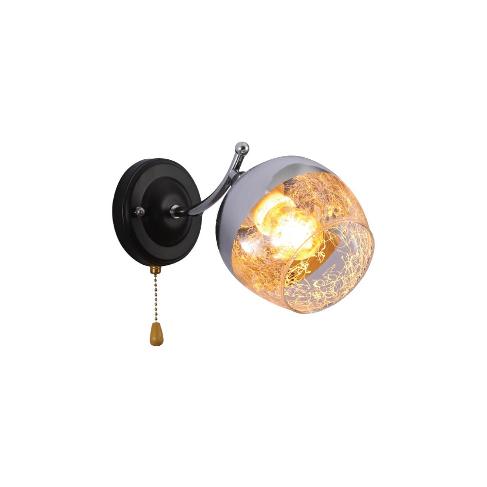 Main image of Chrome Metal Partial Mirror Cone Glass Wall Light E27 Pull Down Switch | TEKLED 151-19760