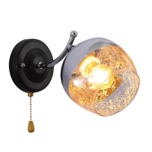 Main image of Chrome Metal Partial Mirror Cone Glass Wall Light E27 Pull Down Switch | TEKLED 151-19760