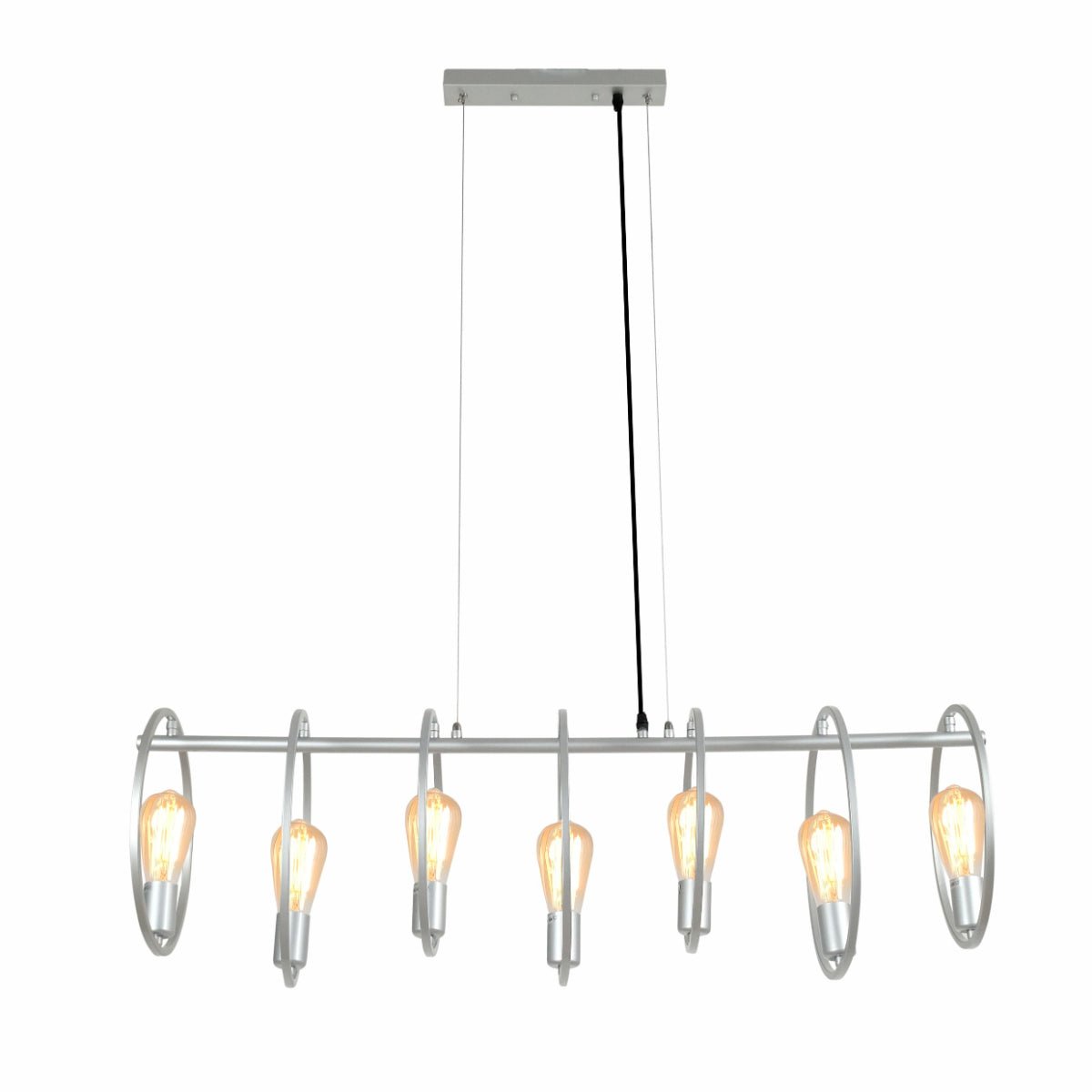 Main image of Circle Caged Silver Grey Kitchen Island Chandelier Ceiling Light with 7xE27 Fittings | TEKLED 159-17502