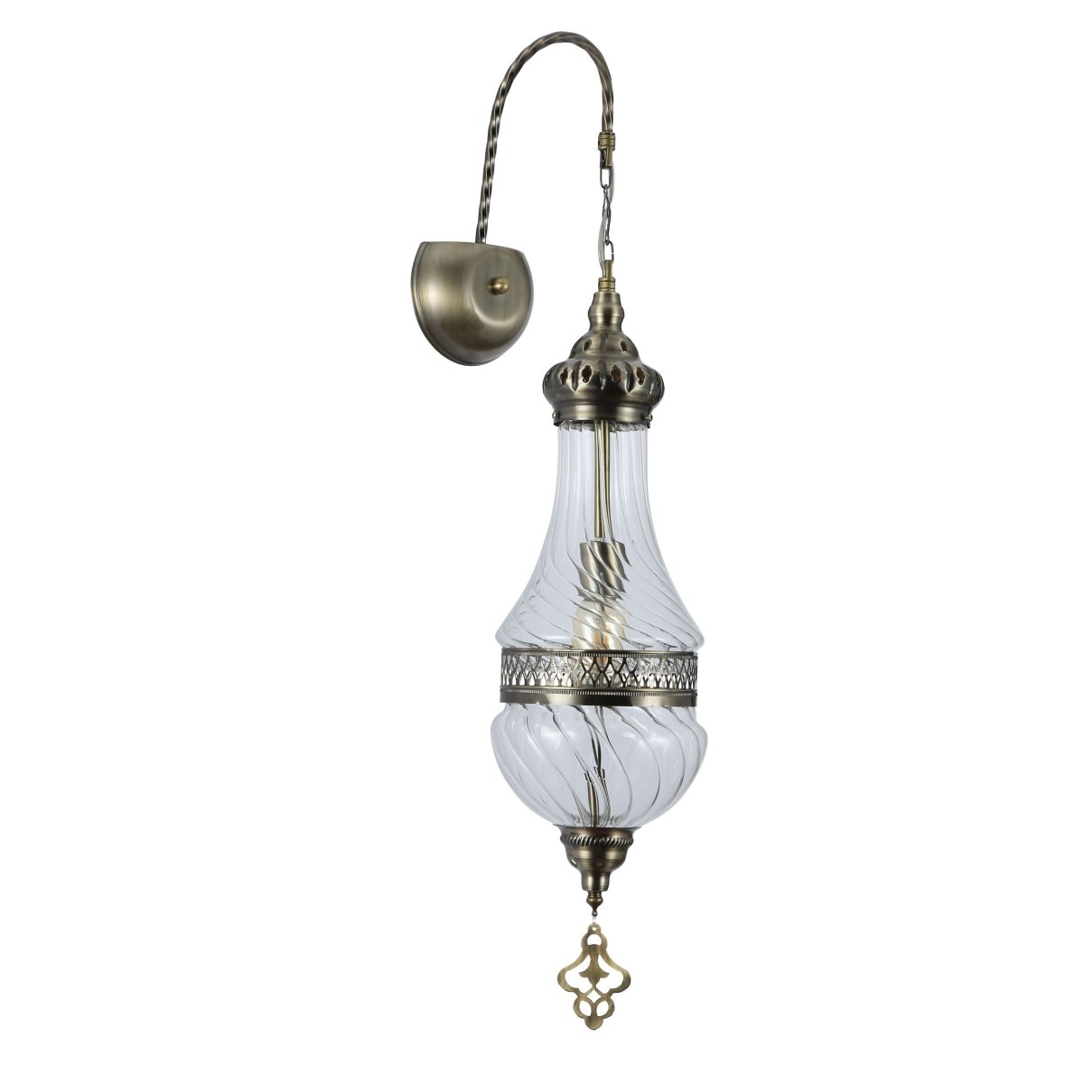 Main image of Clear Glass Antique Bronze Metal Body Moroccan Style Wall Light with E27 Fitting | TEKLED 151-19457