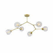 Main image of Clear Glass Gold Wishbone Branch Twig Semi Flush Modern Sputnik Ceiling Light with 6xE27 Fitting | TEKLED 159-17808