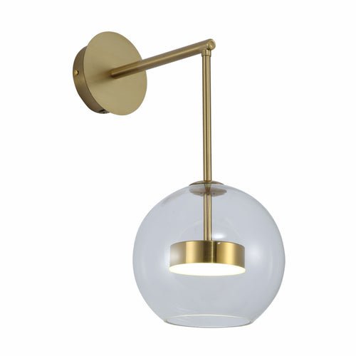 Main image of Clear Globe Glass Gold L-Shape Metal Cool Natural White 12W LED Wall Light | TEKLED 151-19744