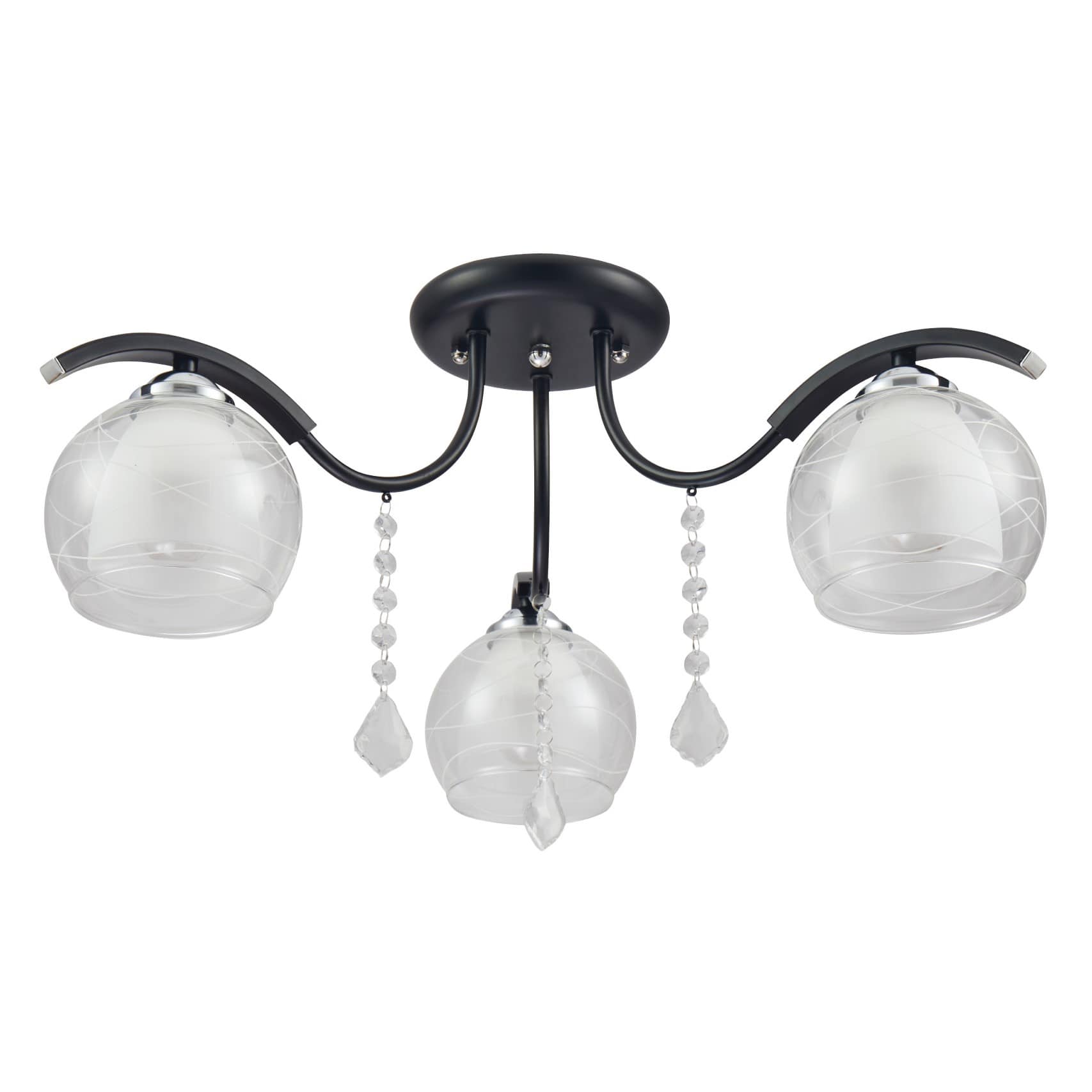 TEKLEDSemi-Flush Ceiling LightClear Opal Double Layer Bell Glass Black Metal Semi Flush Ceiling Light158-1934213 Lamp1