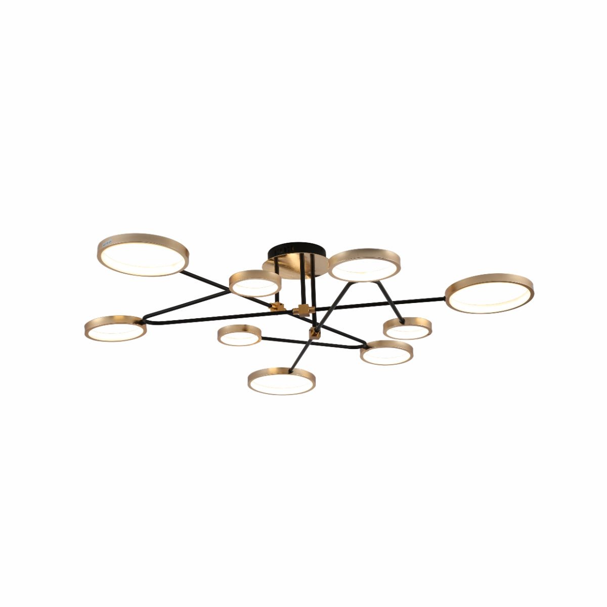 Main image of Contemporary Galaxy Gold Ring Black Rods Modern Semi Flush Chandelier Ceiling Light 72w Warm White | TEKLED 159-17550