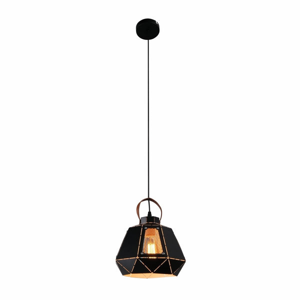 Main image of Esagono Mini Lantern Black Pendant Light with E27 Fitting | TEKLED 159-17486