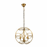 Main image of Gold Aluminium Bronze Globe Cage Pendant Chandelier Light with 3xE14 Fittings | TEKLED 159-17448