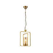 Main image of Gold Metal Cage Body Amber Cylinder Glass Pendant Ceiling Light with E27 Fitting | TEKLED 159-17438