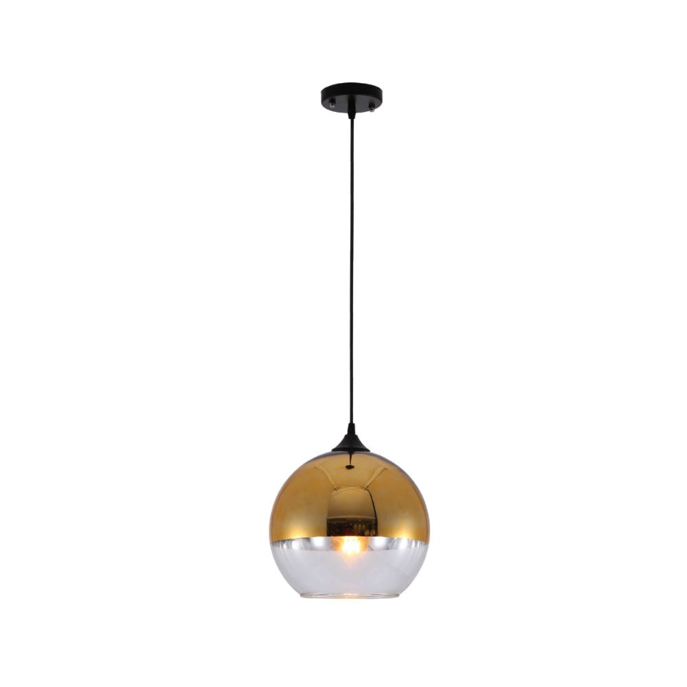 Main image of Gold Out Silver In Globe Glass Pendant Ceiling Light E27 | TEKLED 159-17742