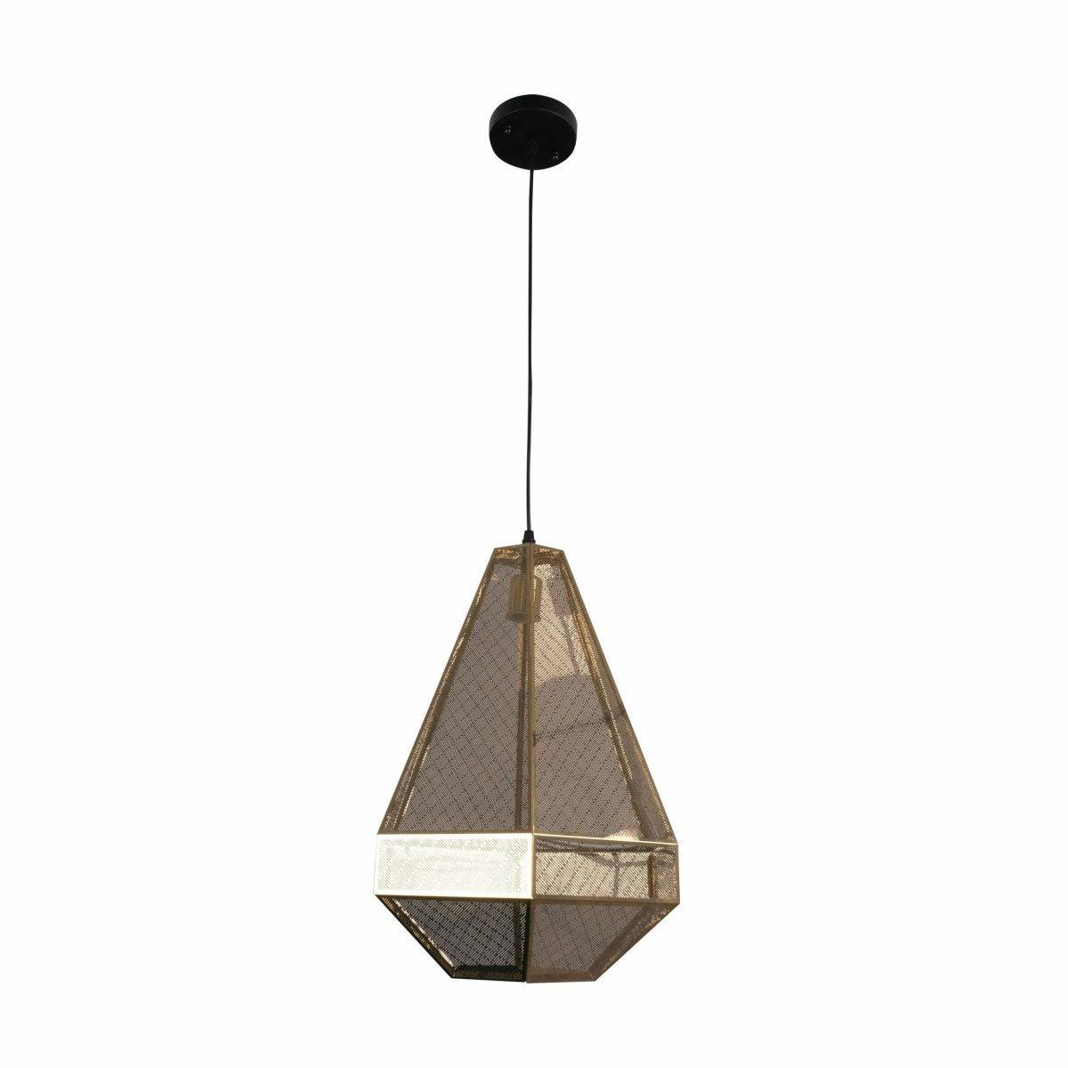 Main image of Golden Metal Polyhedral Pendant Light L with E27 Fitting | TEKLED 156-19542