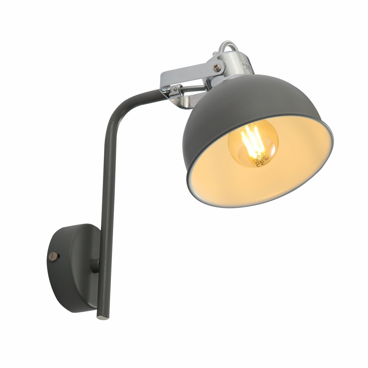 Main image of Grey Dome Adjustable Wall Light E14 | TEKLED 151-19802