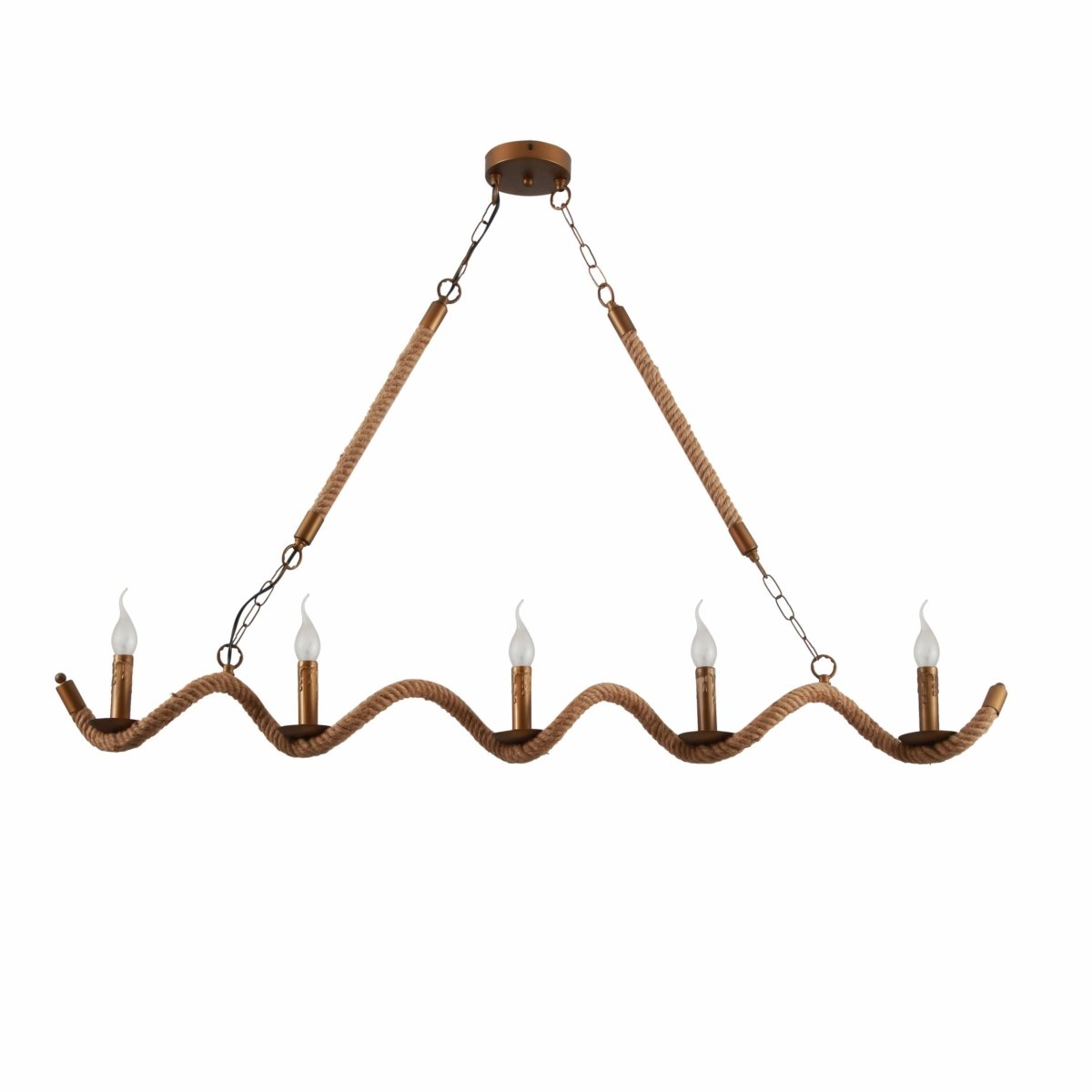 Main image of Hemp Rope Spiral Island Chandelier with 5xE14 Fitting | TEKLED 158-17592