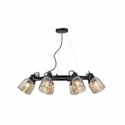 Amber Cone Glass Black Suspended Ceiling Light 8Xe27's main image.