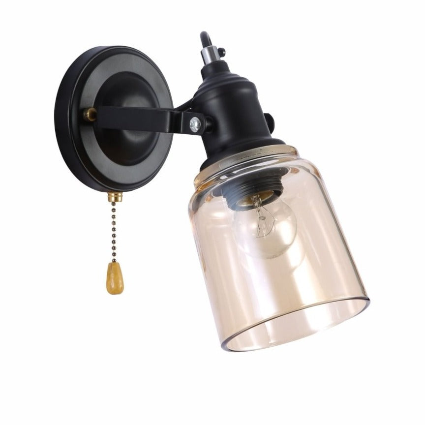 Amber Glass Cone Wall Light E27 And Pull Down Switch's main image.