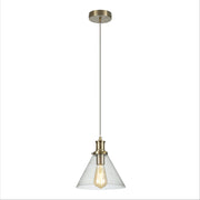 Antique brass metal clear glass funnel pendant light main image
