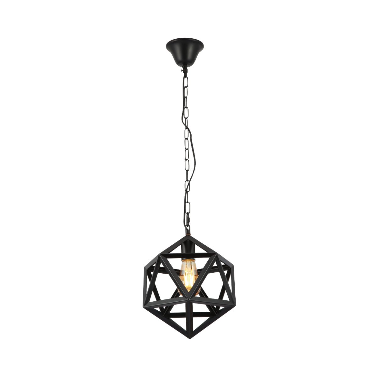 Main image of Black Metal Cage Polyhedral Pendant Ceiling Light with E27 | TEKLED 150-17834
