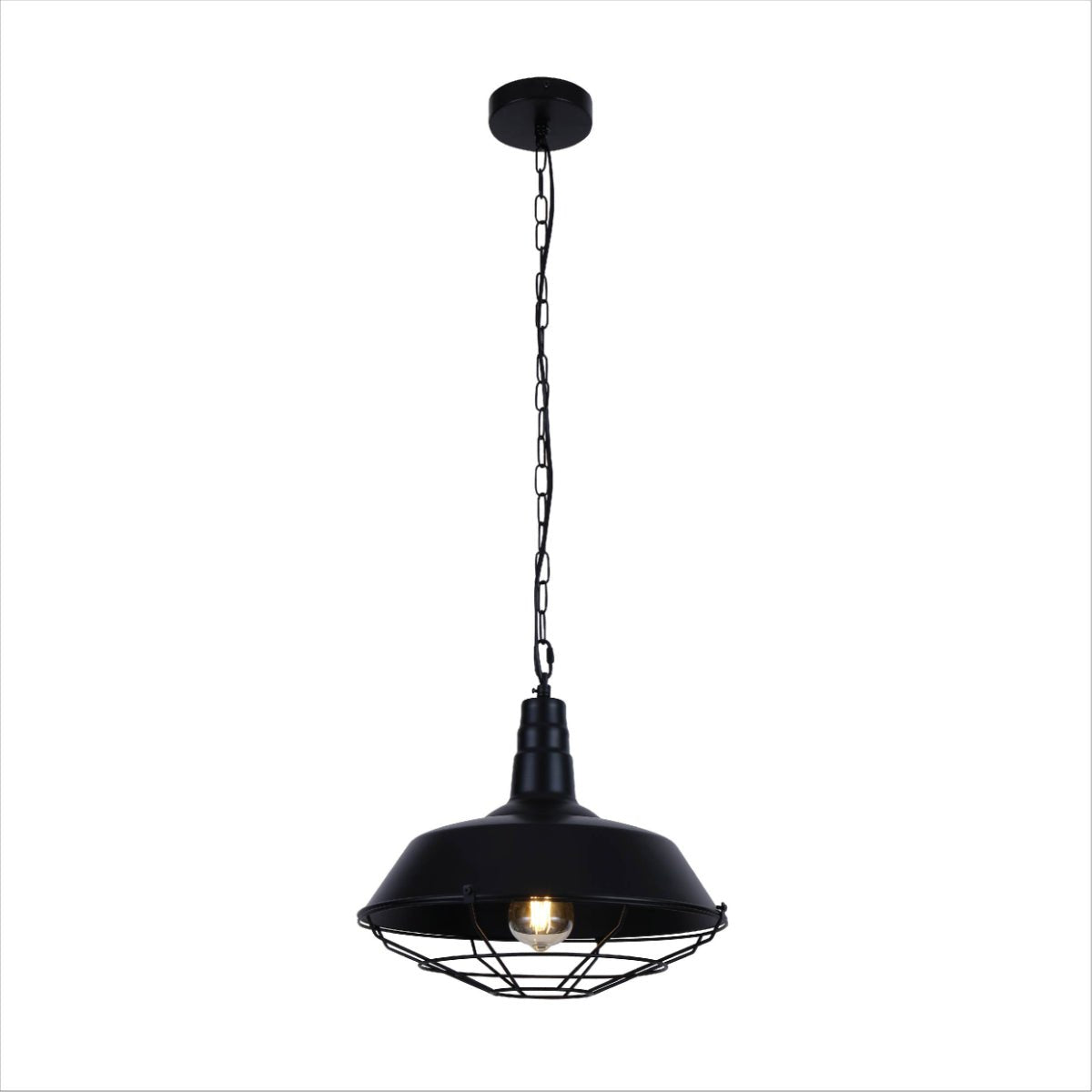 Main image of Black Metal Caged Step Pendant Ceiling Light with E27 | TEKLED 150-15036