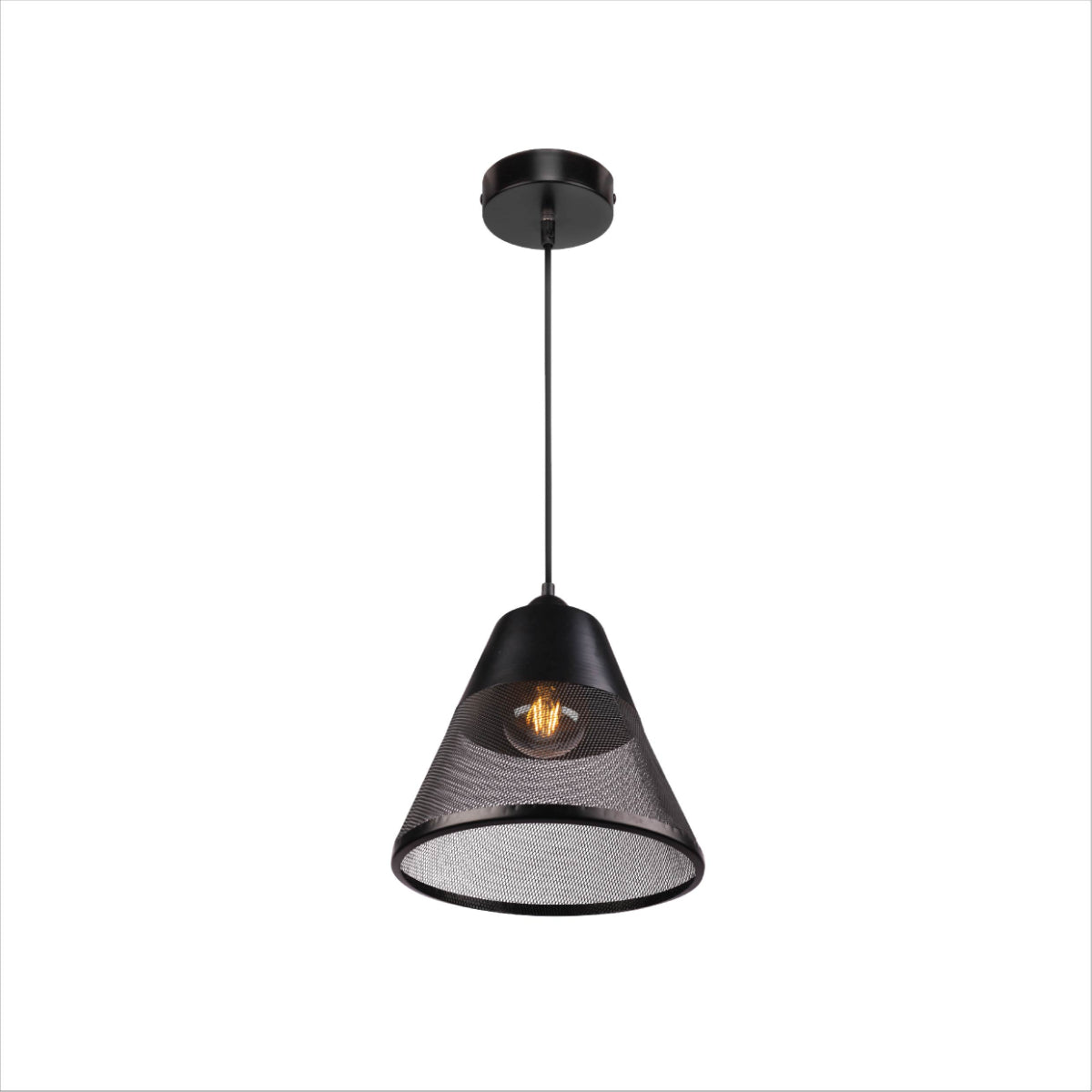Main image of Black Metal Funnel Pendant Ceiling Light with E27 | TEKLED 150-18063