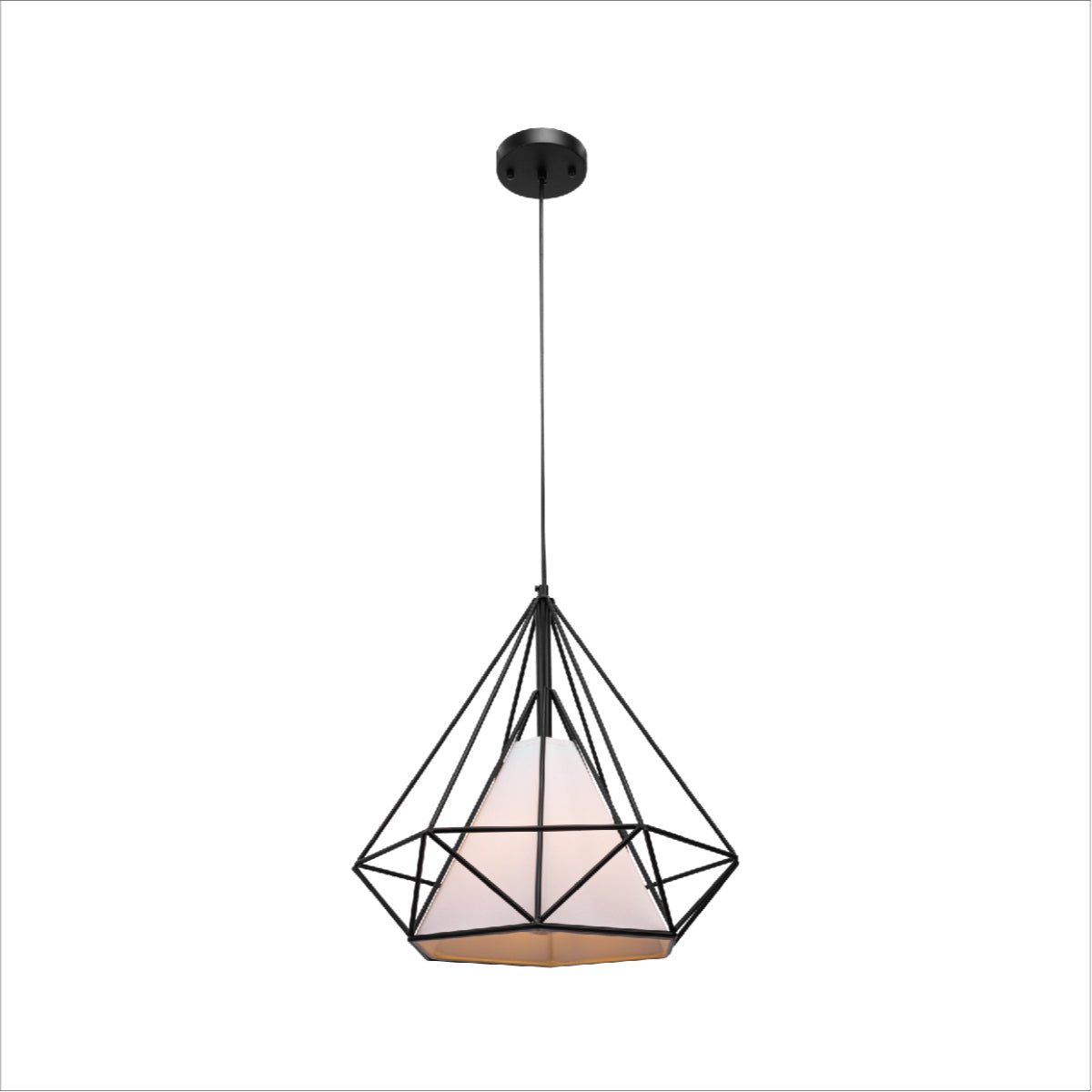 Main image of Black Wire Opal Shade Caged Funnel Pendant Ceiling Light with E27 | TEKLED 150-17746