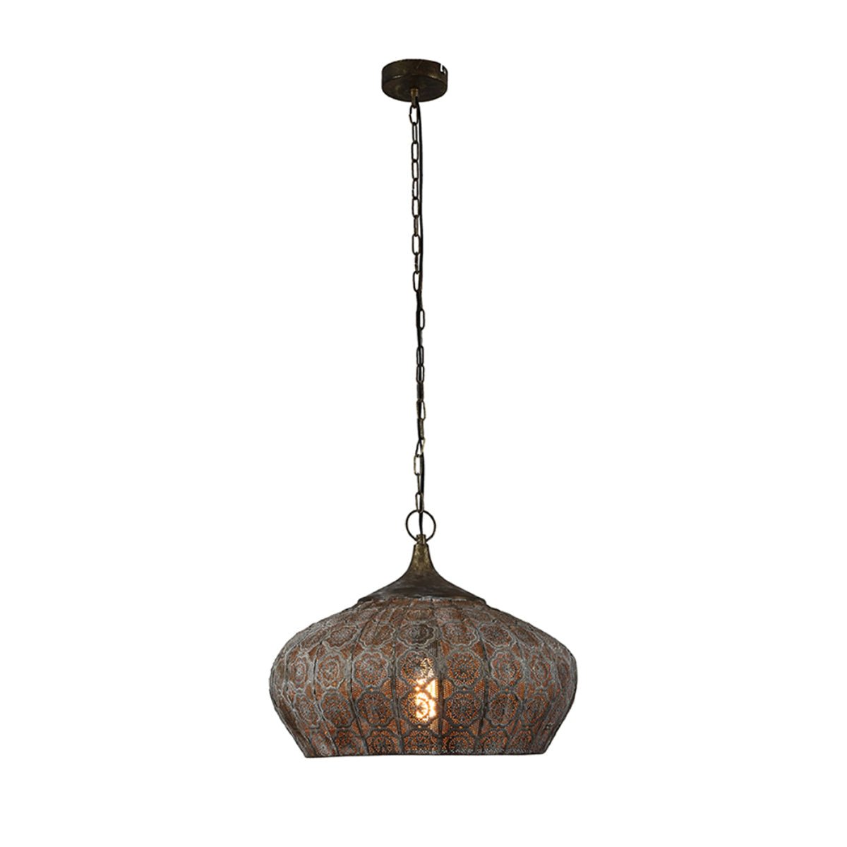 Main image of Brown Gold Metal India Dome Pendant Ceiling Light with E27 | TEKLED 150-18051