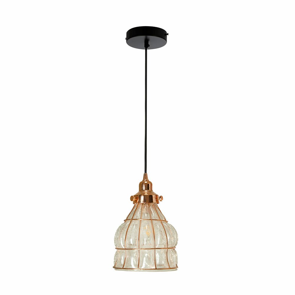 Caged copper metal clear glass dome pendant light with e27 main image