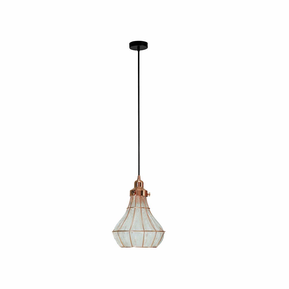 Caged copper metal clear glass step pendant light with e27 main image