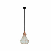 Caged copper metal clear glass step pendant light with e27 main image