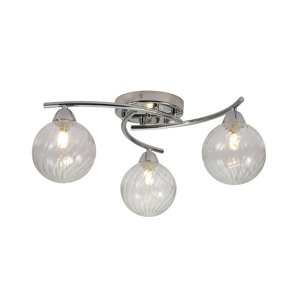 Chrome metal clear glass ceiling light with 3xg9 main