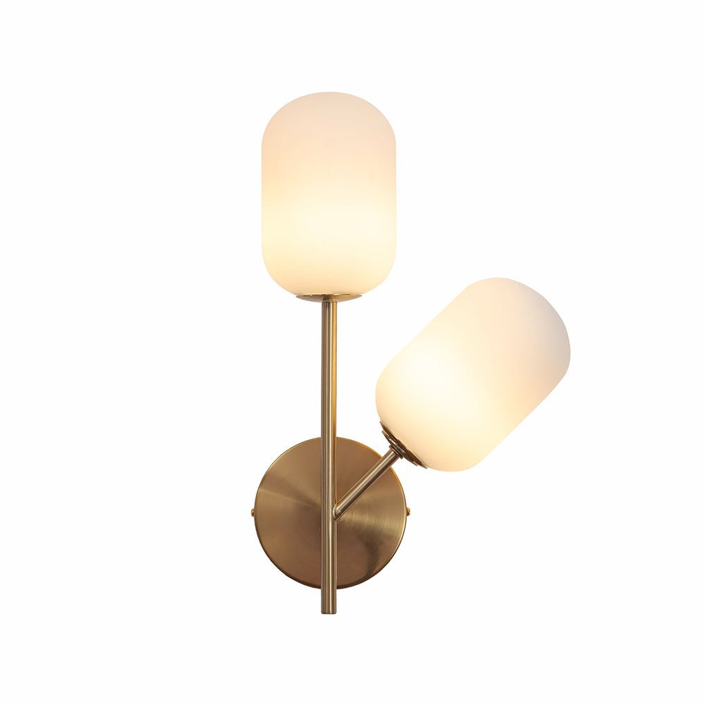 Main image for Gold Aluminium Bronze Metal Opal Glass Cylinder Wall Light with 2xG9 Fitting