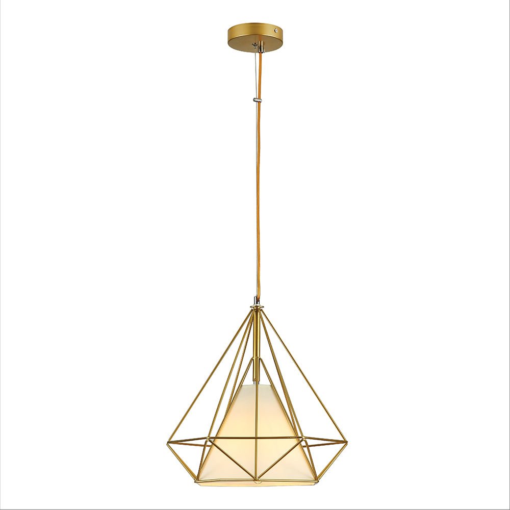 Gold wire opal shade caged funnel pendant light with e27 main