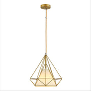 Gold wire opal shade caged funnel pendant light with e27 main