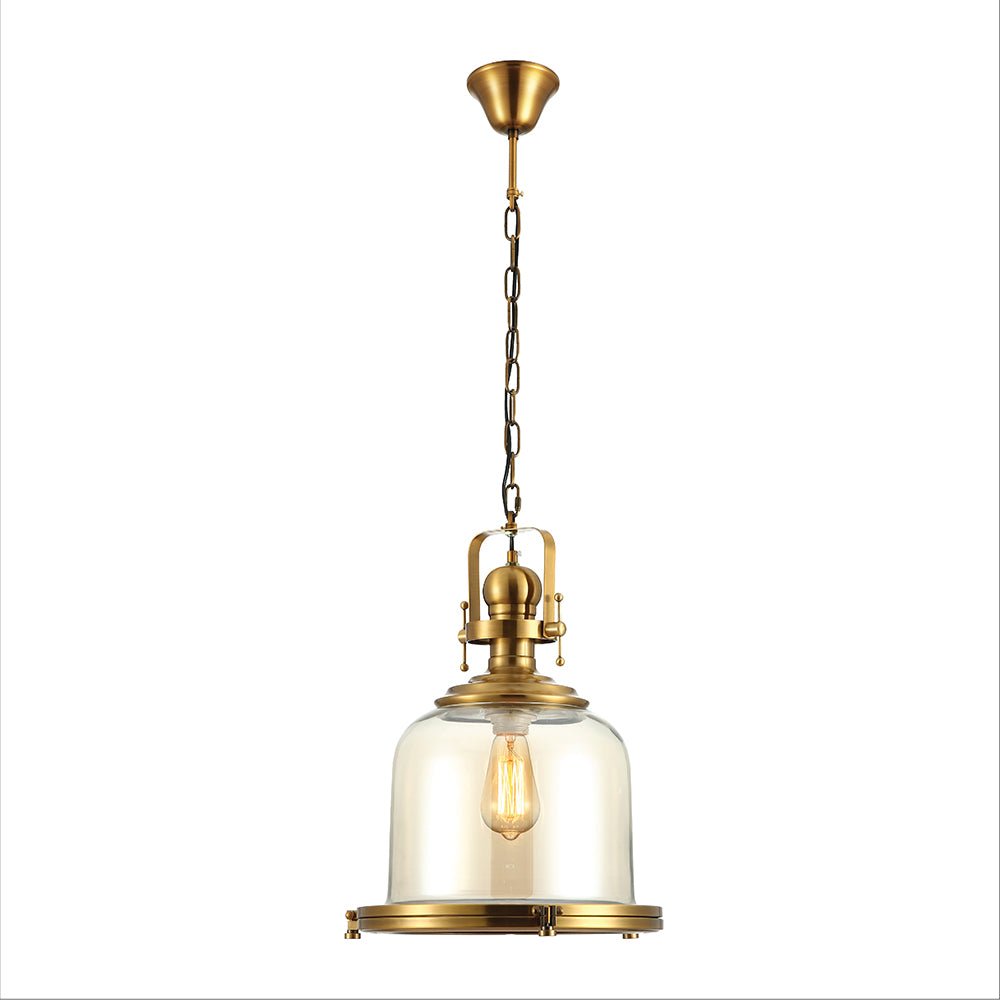 Golden bronze metal amber glass cylinder pendant light sealed mian image