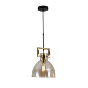 Main image Golden bronze metal amber glass dome pendant light dome