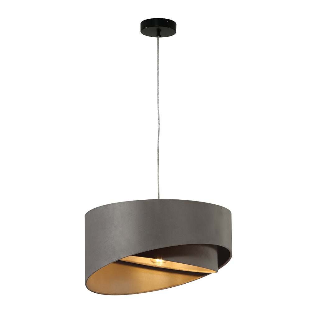 Grey fabric cylinder pendant light with e27 fitting main
