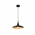 Main image of Capo Funnel Cone Flat Nordic Wood Top White or Black Designer Metal Pendant Ceiling Light E27 | TEKLED 150-18034