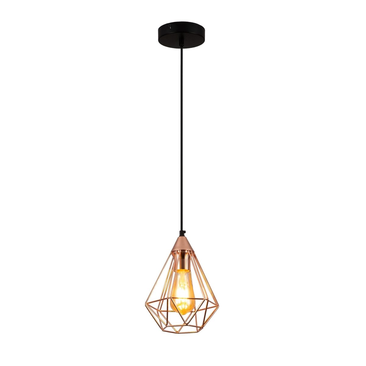 Rose gold metal cage pendant light s with e27 main