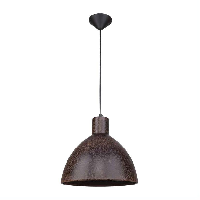 Main image Rusty brown metal dome flat pendant light with e27 fitting in indoor setting