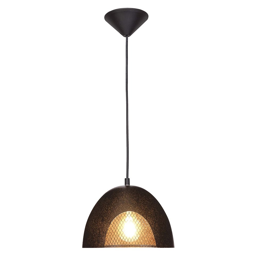 Rusty brown metal dome pendant light s with e27 fitting main image