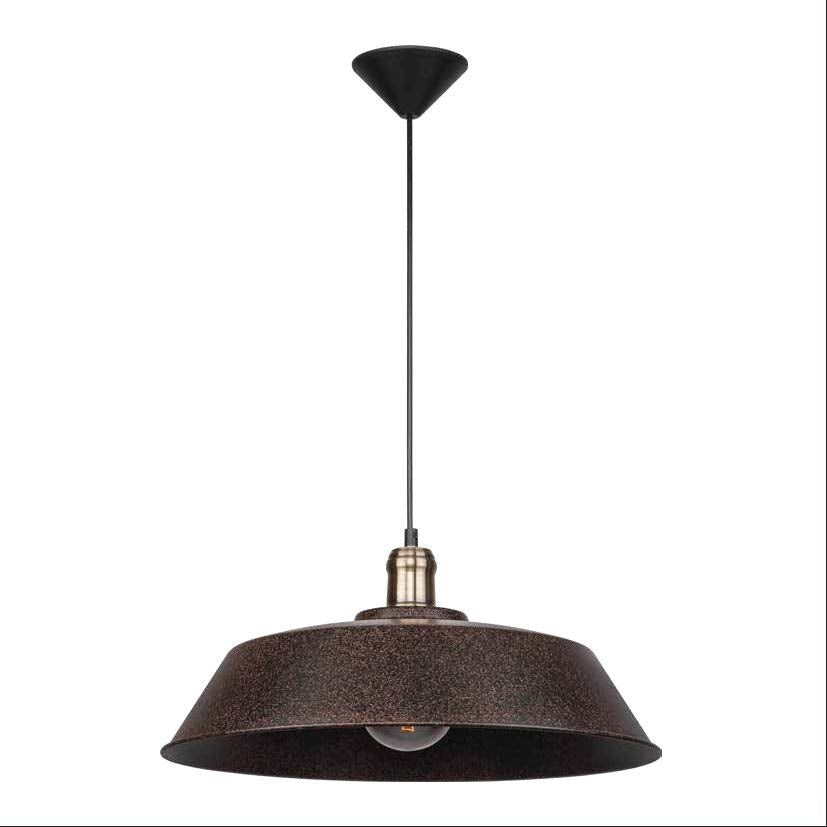 Rusty brown metal step flat pendant light l with e27 main image