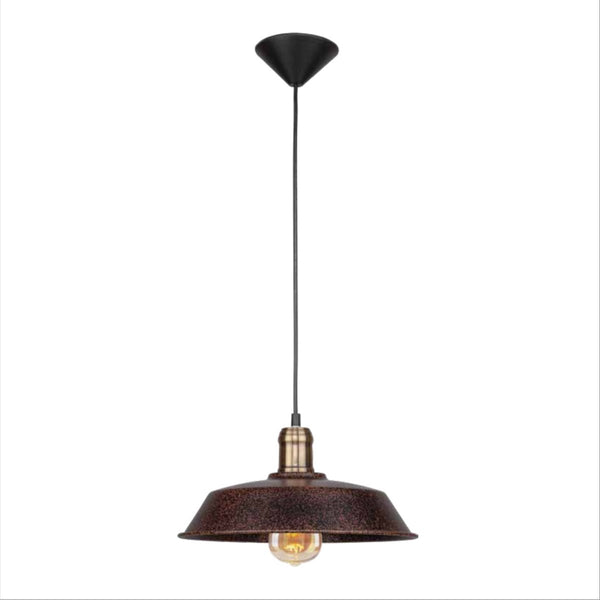 Rusty Brown Metal Step Flat Pendant Light S E27's main image.