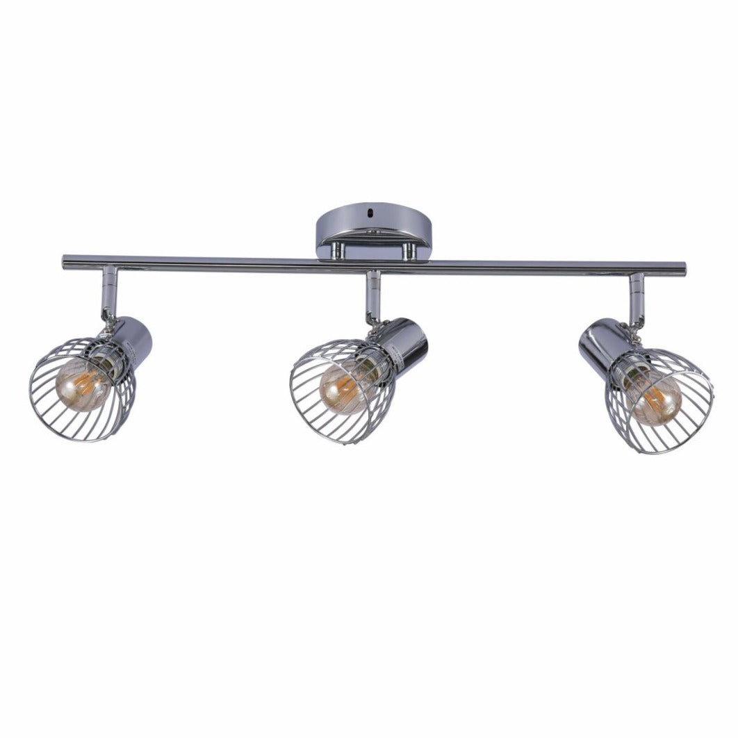 Silver Cage Chrome Body Semi Flush Ceiling Light 3Xe14's main image.