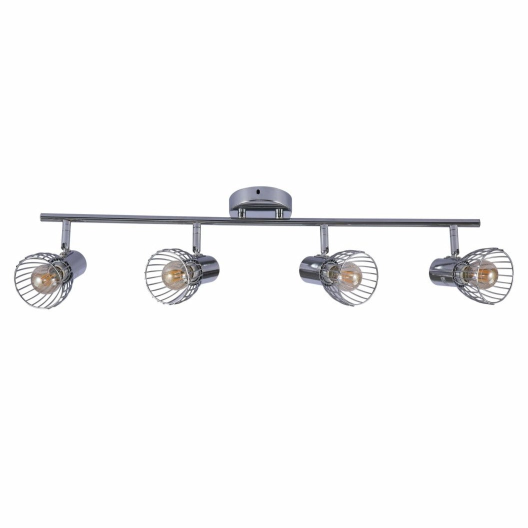 Silver Cage Chrome Body Semi Flush Ceiling Light 4Xe14's main image.