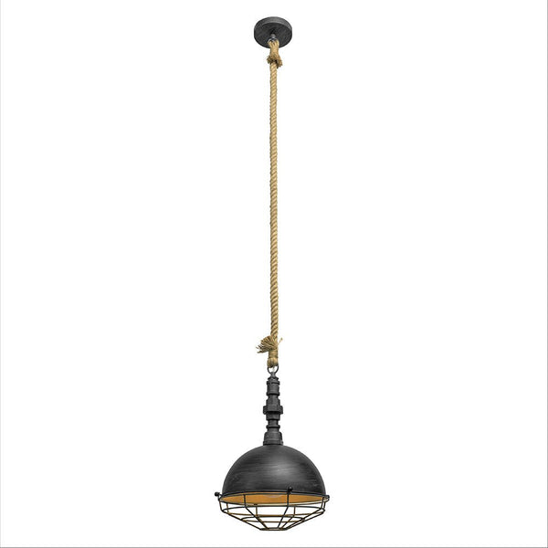 Silvery grey metal caged dome pendant light main