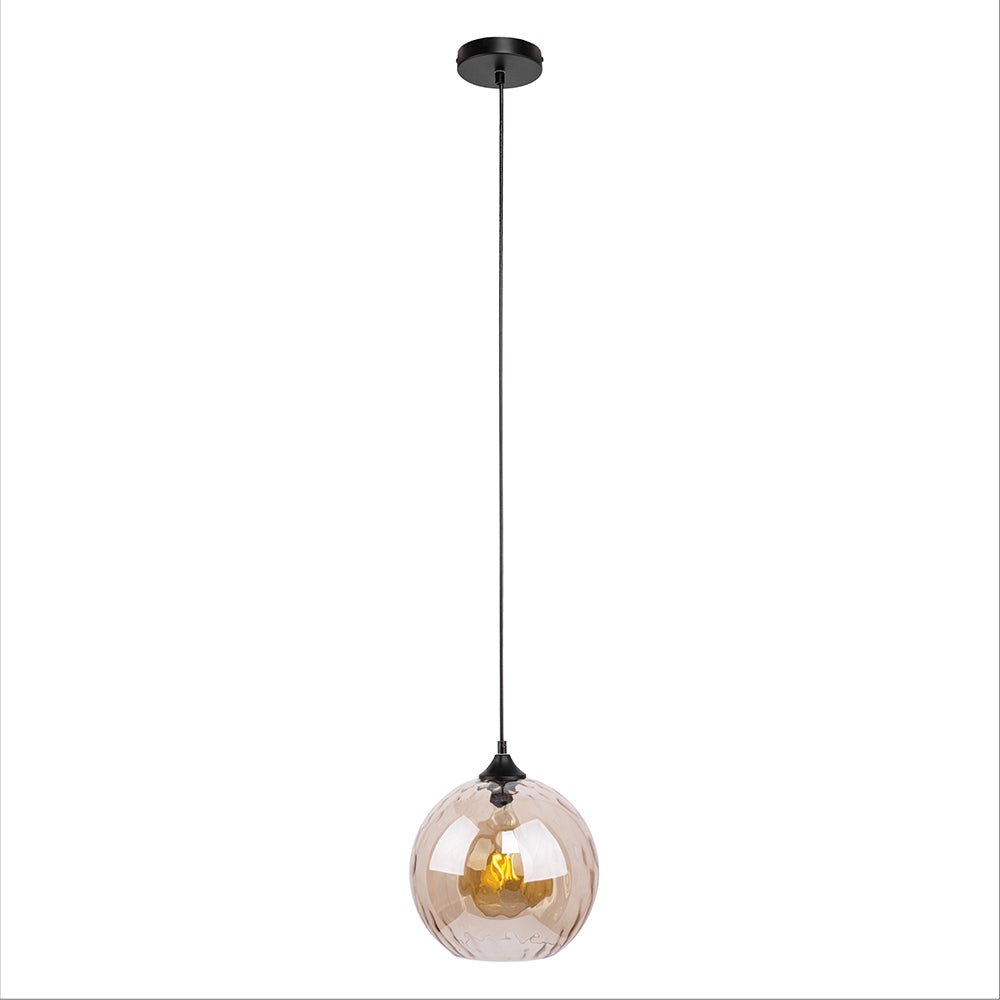 Smoky glass globe pendant light with e27 fitting main