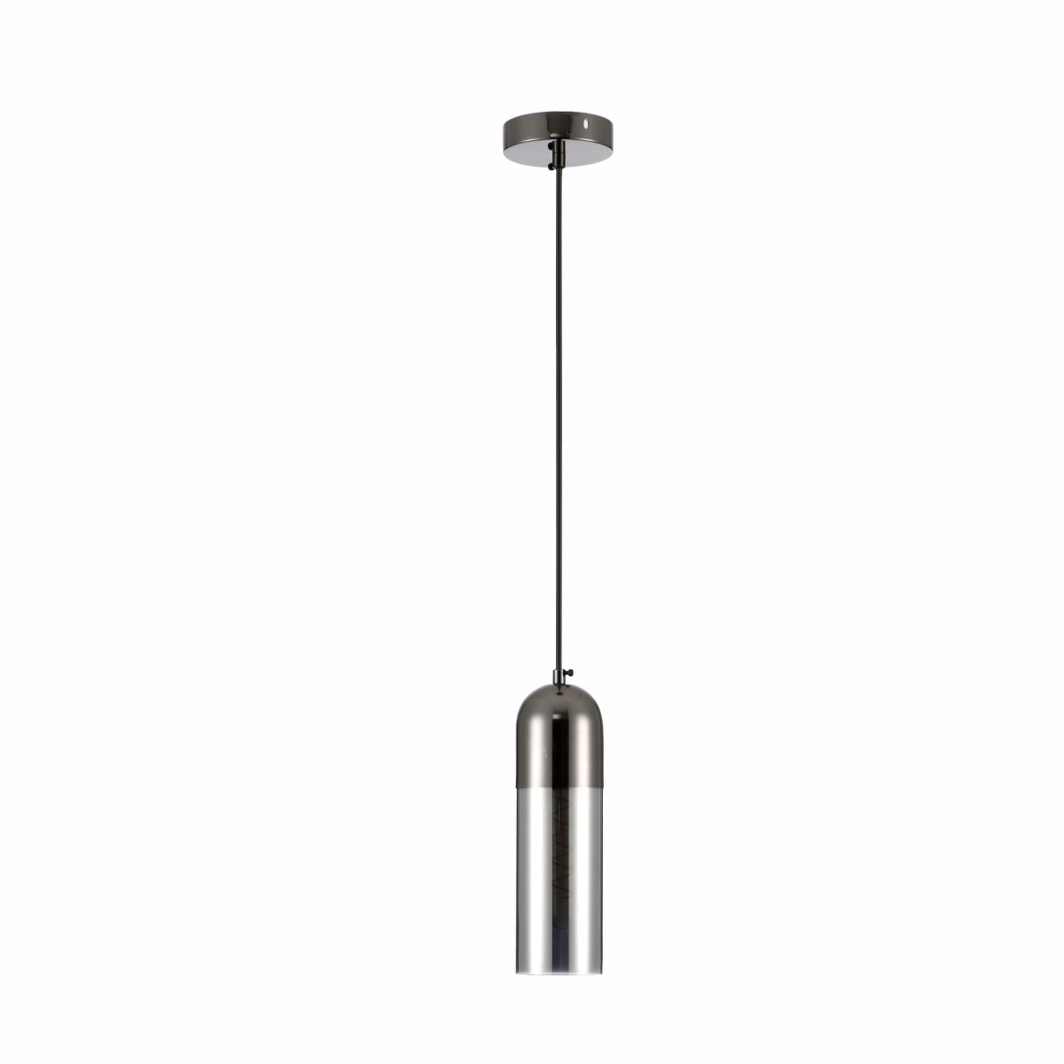 Smoky Glass Pearl Black Plated Top Cylinder Pendant Light E27's main image.