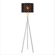 Tripod white drum floor lamp with e27 fitting in home office setting